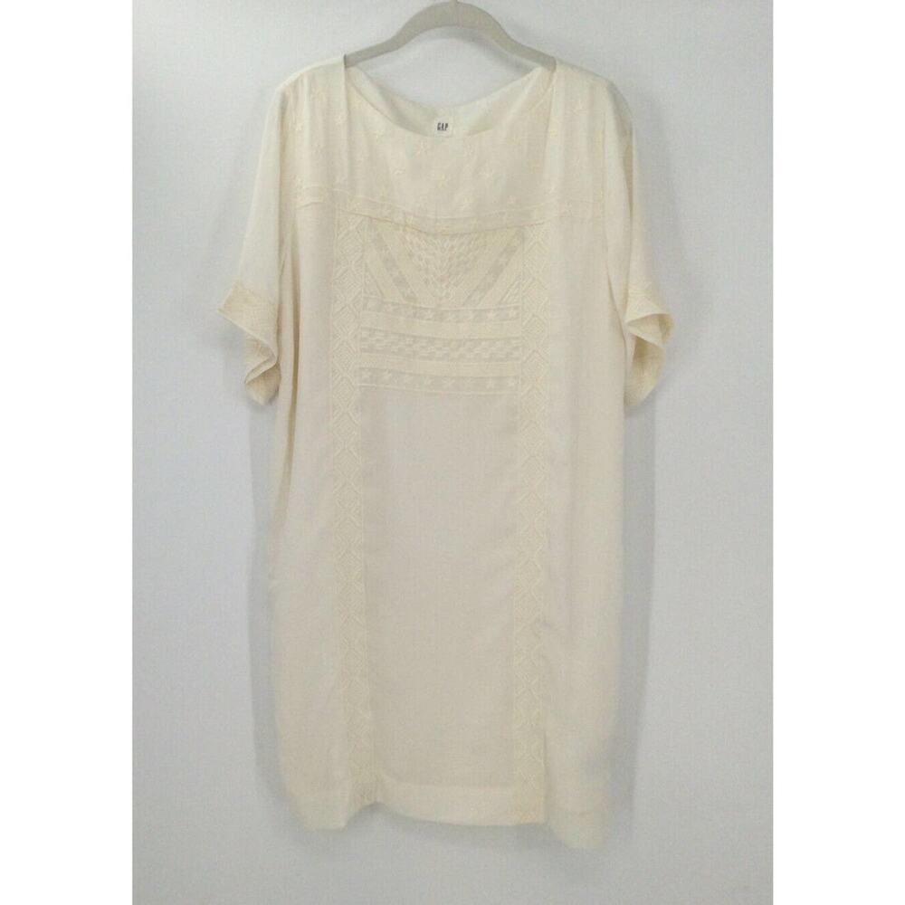 Gap Embroidered Crochet Lace Patterned Mini Dress | Size Small | Ivory Cream